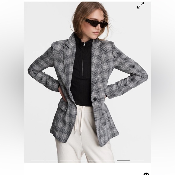 Rag & Bone Claudia Linen Blend Blazer in Blue Plaid Women’s Size 4 - Picture 2 of 16